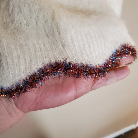 Oc Fuzzy Metallic Tinsel Sweater Size XL argyle - Picture 5 of 8